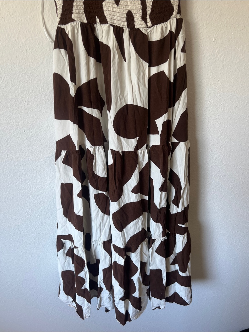 Anthropologie Abel the Label One Shoulder Maxi Dress Brown Cream Ivory Sz Medium - Picture 7 of 8